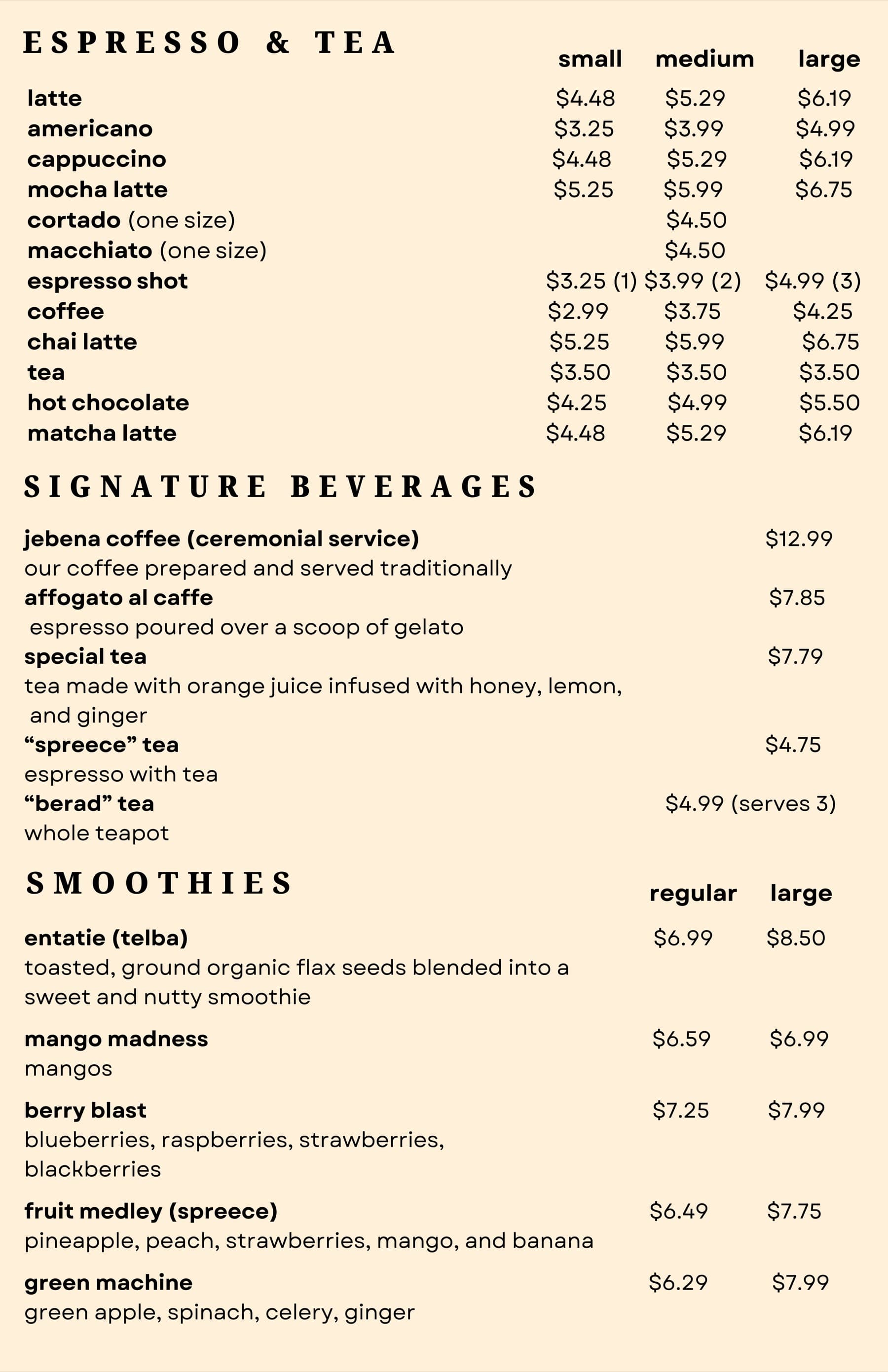 Mella Cafe Menu - Page 2