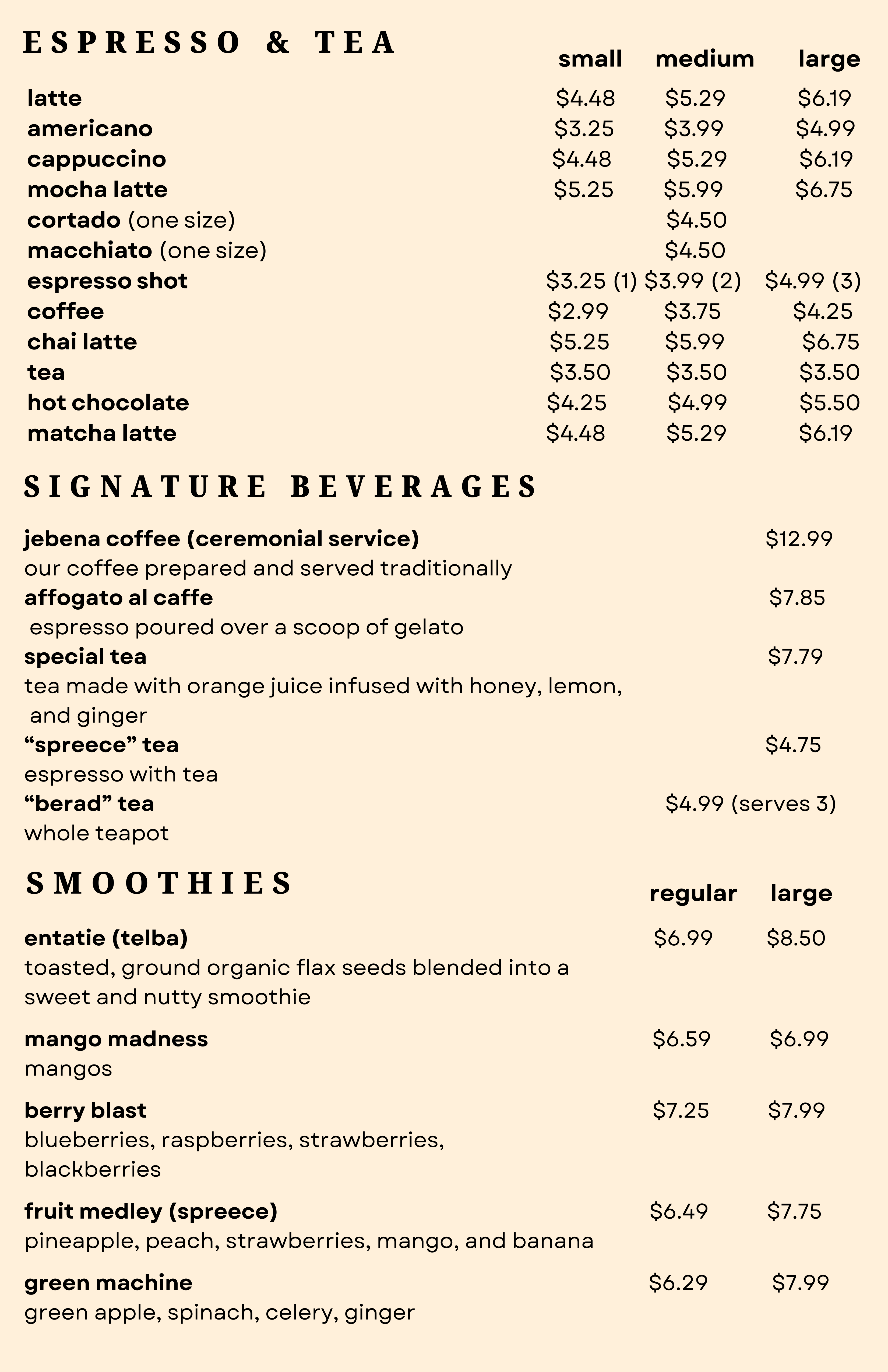 Mella Cafe Menu - Page 2